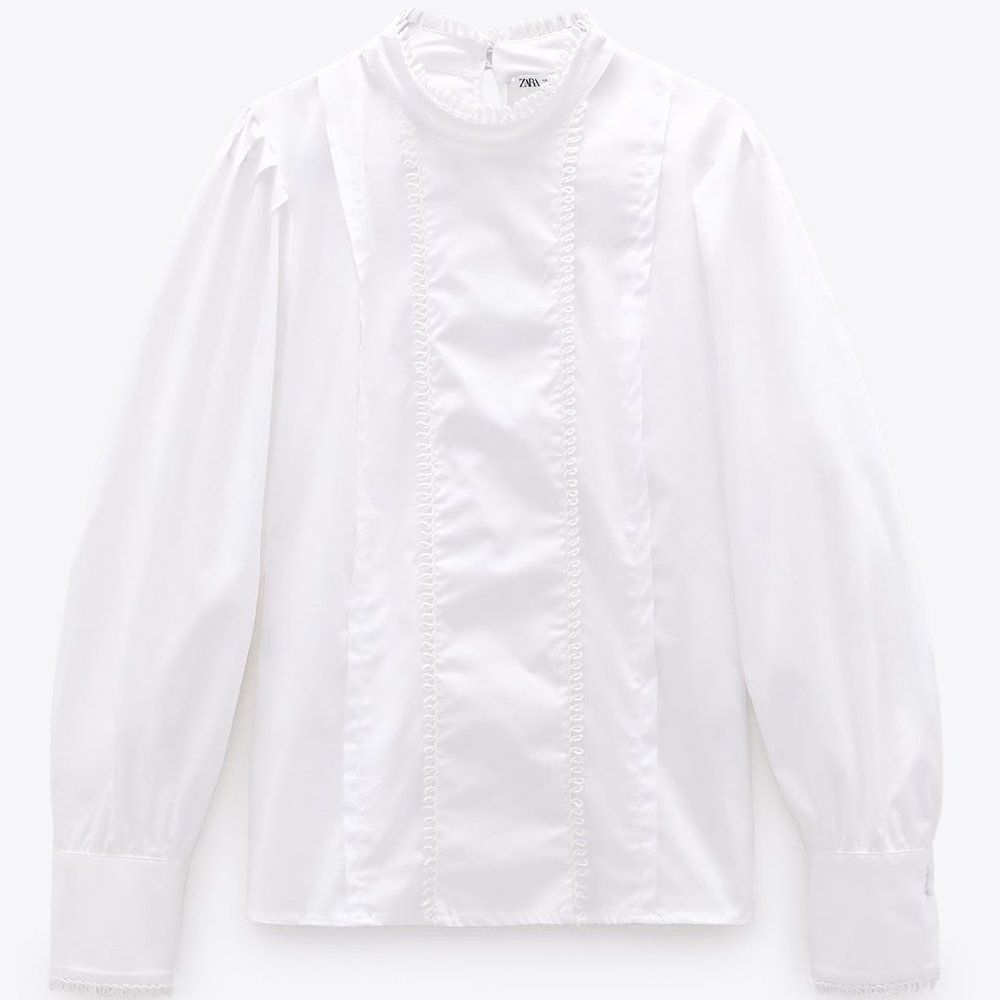 ZARA WAVY POPLIN TOP NEW - Picture 1 of 4